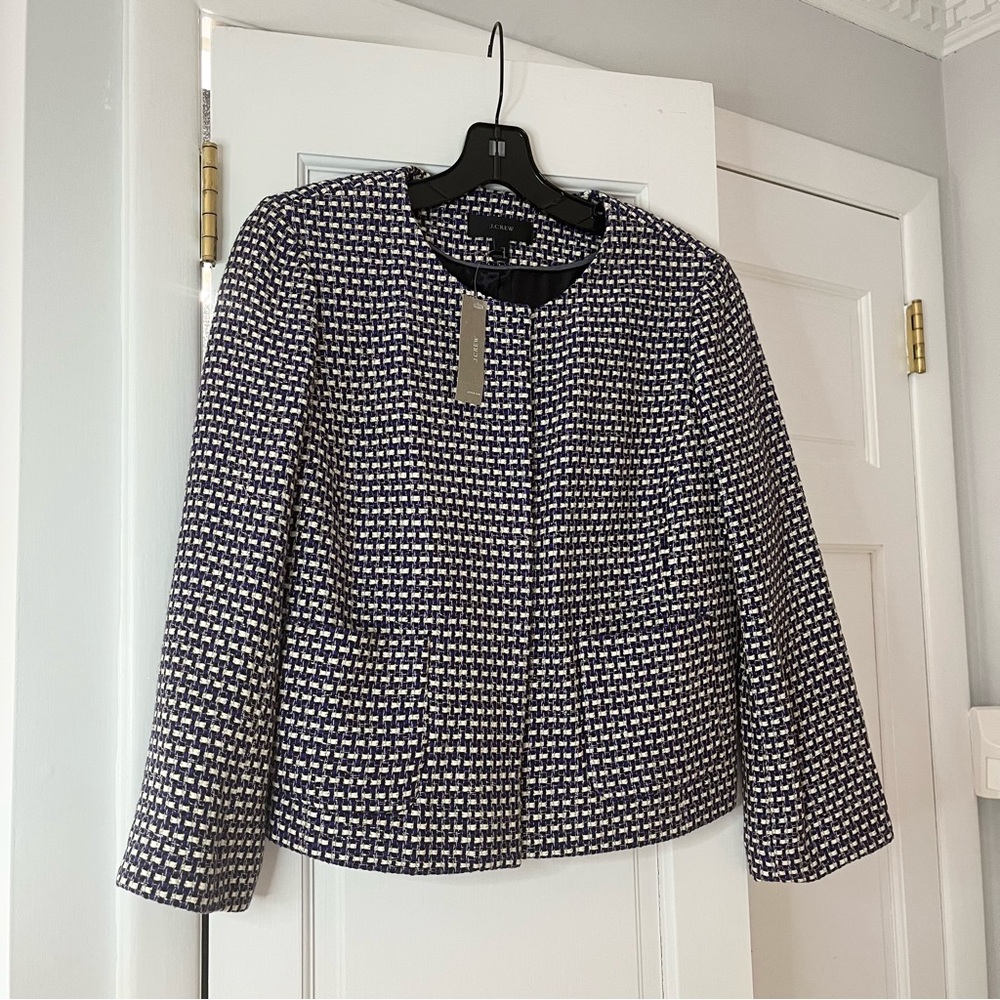 J. Crew Multi-color Blazer with Modern Collarless Design